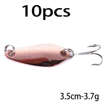 Hengjia 1pcs Metal Bait Spoon Lure with Treble Hook Gold /Silver River Fishing Lure for Bass Pike Perch