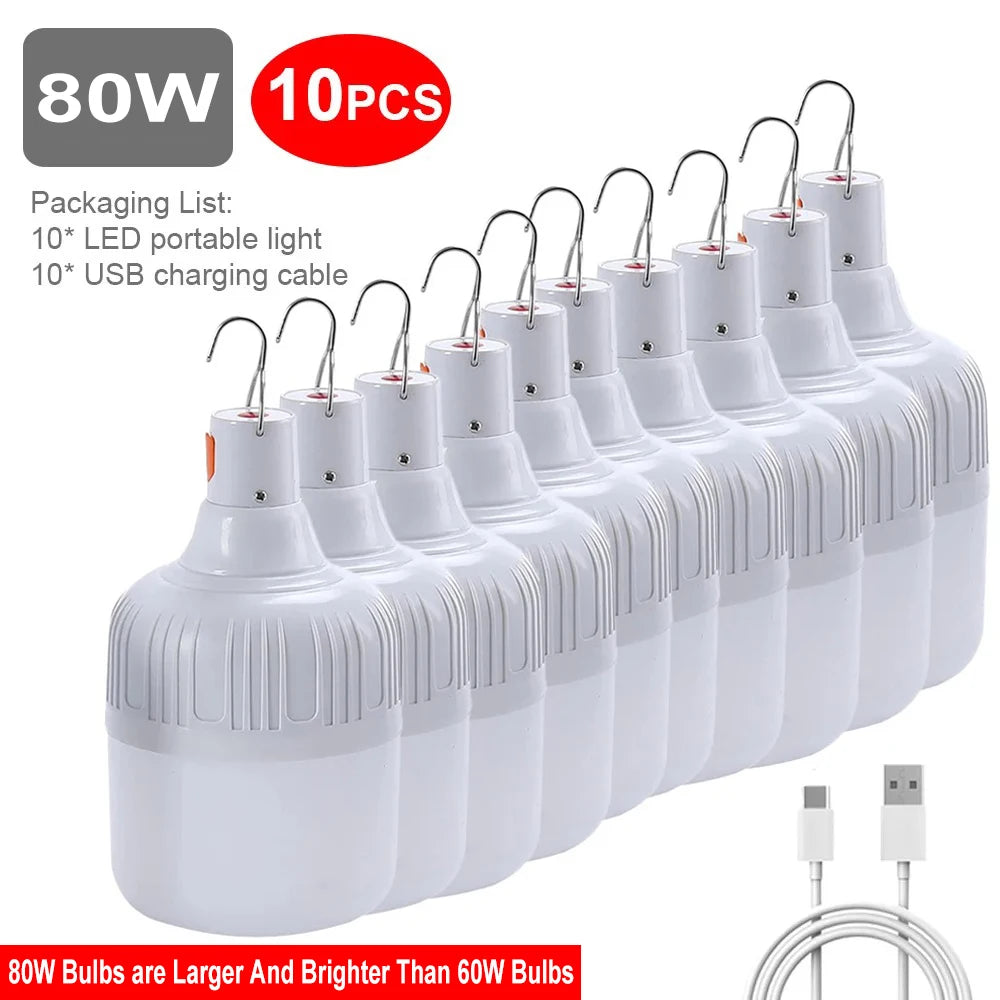 USB Rechargeable LED Emergency Lights 80W Outdoor Camping Portable Lantern