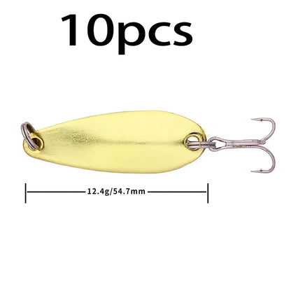 Hengjia 1pcs Metal Bait Spoon Lure with Treble Hook Gold /Silver River Fishing Lure for Bass Pike Perch