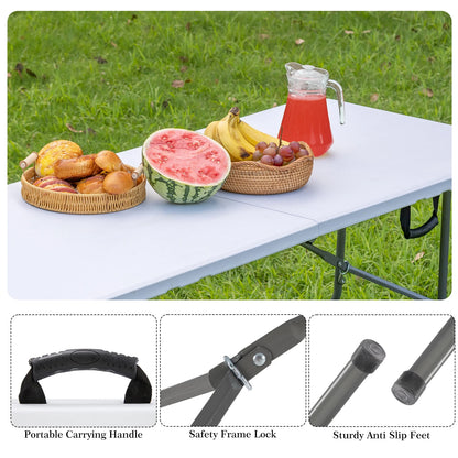 JHK-Outdoor Portable Folding Table, Heavy Duty Foldable Table with Carrying Handle, Safety Lock for Camping, Picnic, Dining