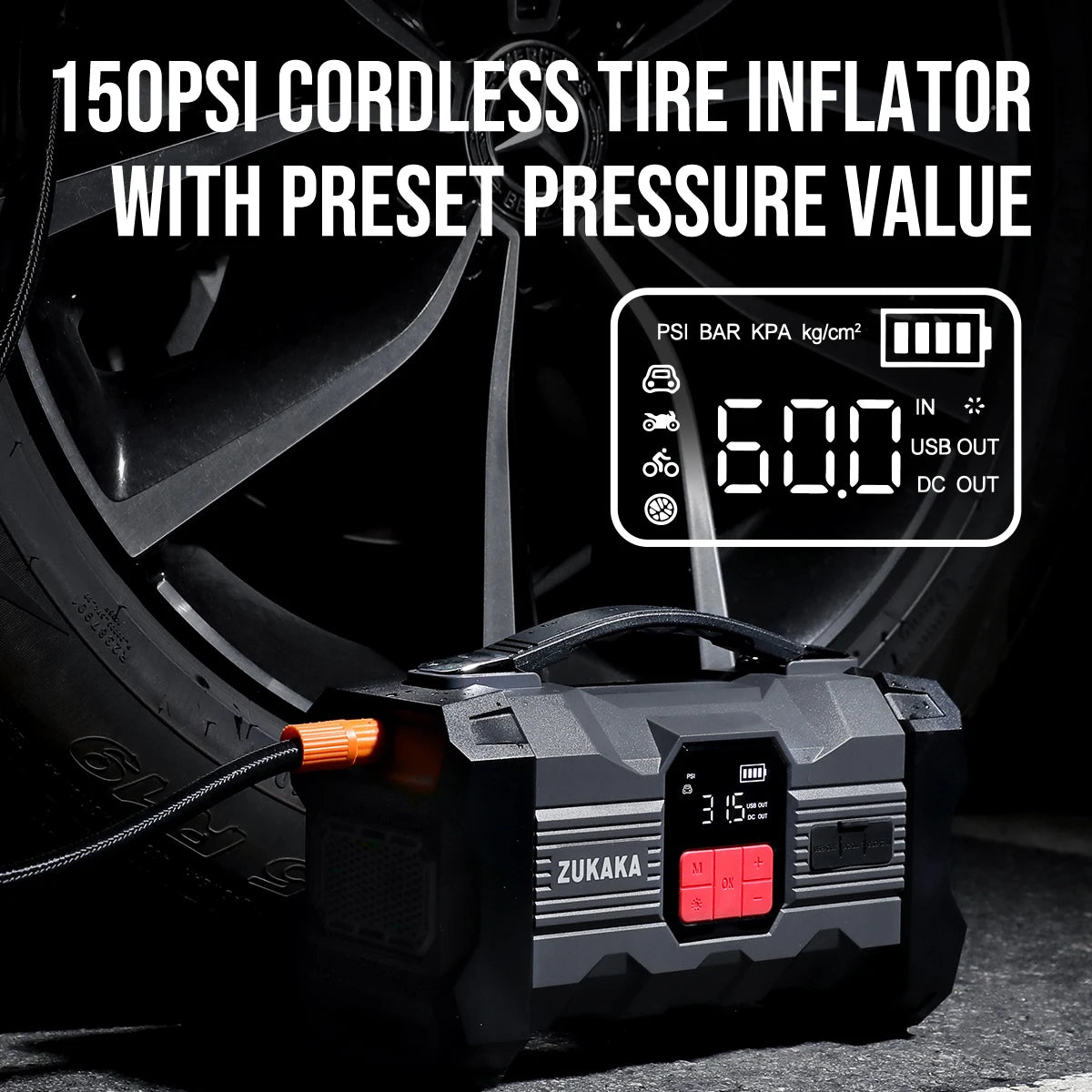 Car Jump Starter 150PSI Air Compressor