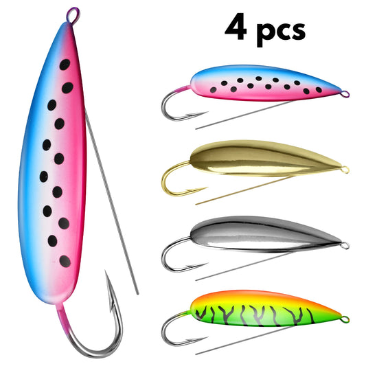 4pcs Weedless Spoon Lure Kit 8g 16g 19g Spinner Metal Spoons Fishing Lures Anti Grass Hooks Jig Wobblers Artificial Hard Bait