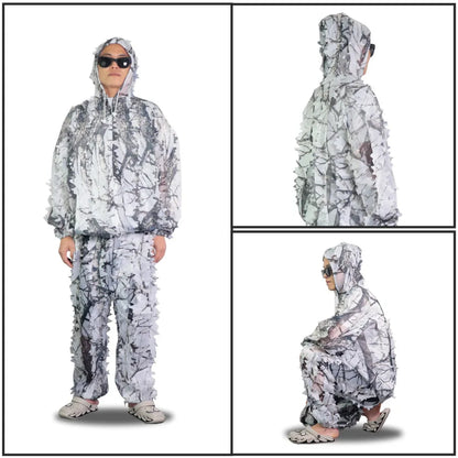 Sniper CS Bionic Camouflage Suit Men 3D Maple Leaf  Suits White Snow Hunting Suits Invisible Camo Full Set