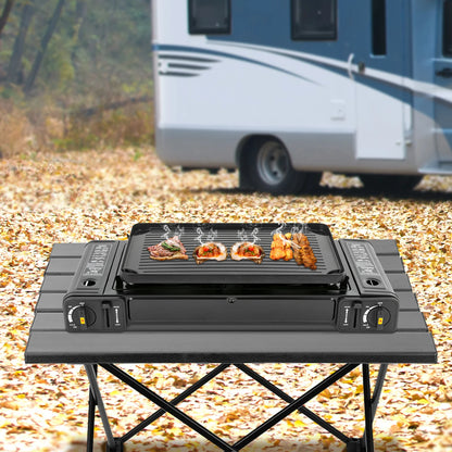2 Burners Camping Stove Portable Outdoor Burner for Camping Traveling Hiking Picnicking