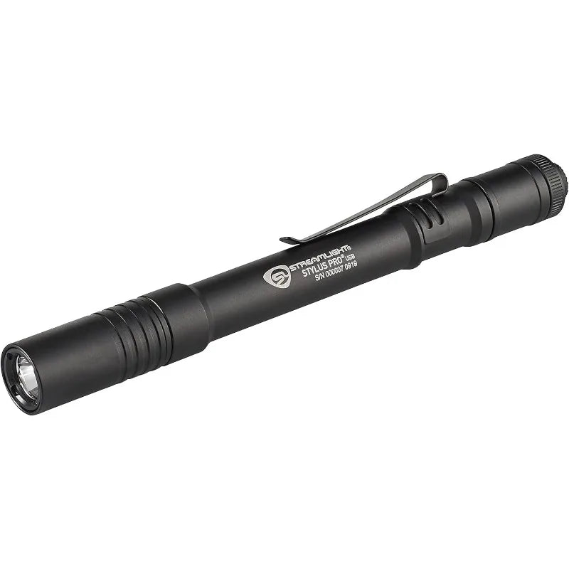 Stream light USB 350-Lumen Rechargeable Penlight with USB Cord & Nylon Holster, Black