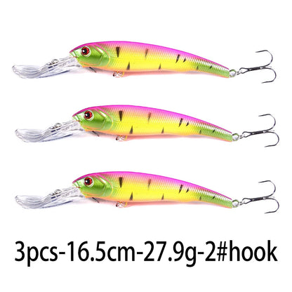 Hengjia 16.5cm 28g Big Minnow Lure Trolling Bait Artificial Wobblers  Deep Diving Sea Fishing Tackle Bass Pike Crankbaits