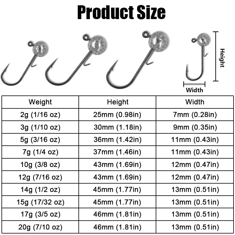 50Pcs Round Ball Jig Heads Carp Fishing Hook Accessories Ned Rig Jig Head Crappie Bass Trout Lure Fishing Equipment Articles