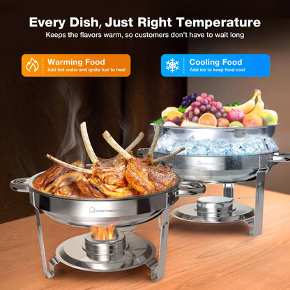 5QT    Packs Stainless Steel Chafer with Full Size Pans Catering Buffet Set Food Warmer Server For Camping