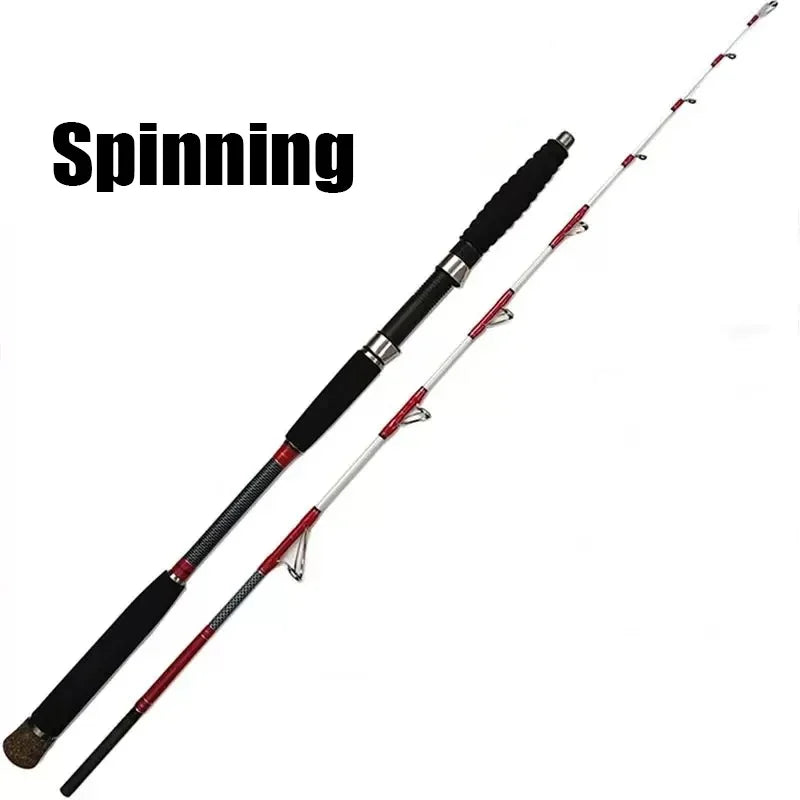 -Pieces Saltwater Offshore Casting/Spinning Carbon Fiber Boat Fishing Rod Portable Travel Fishing Rod