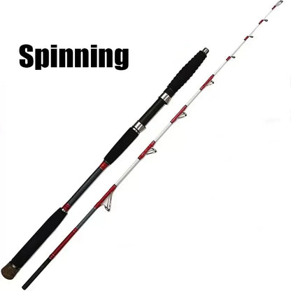 -Pieces Saltwater Offshore Casting/Spinning Carbon Fiber Boat Fishing Rod Portable Travel Fishing Rod