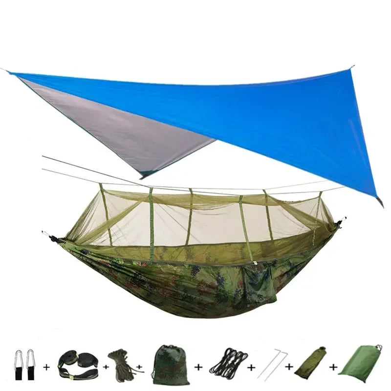 Camping Hammock with Mosquito Net&Rainfly Tent Tarp & Tree Straps