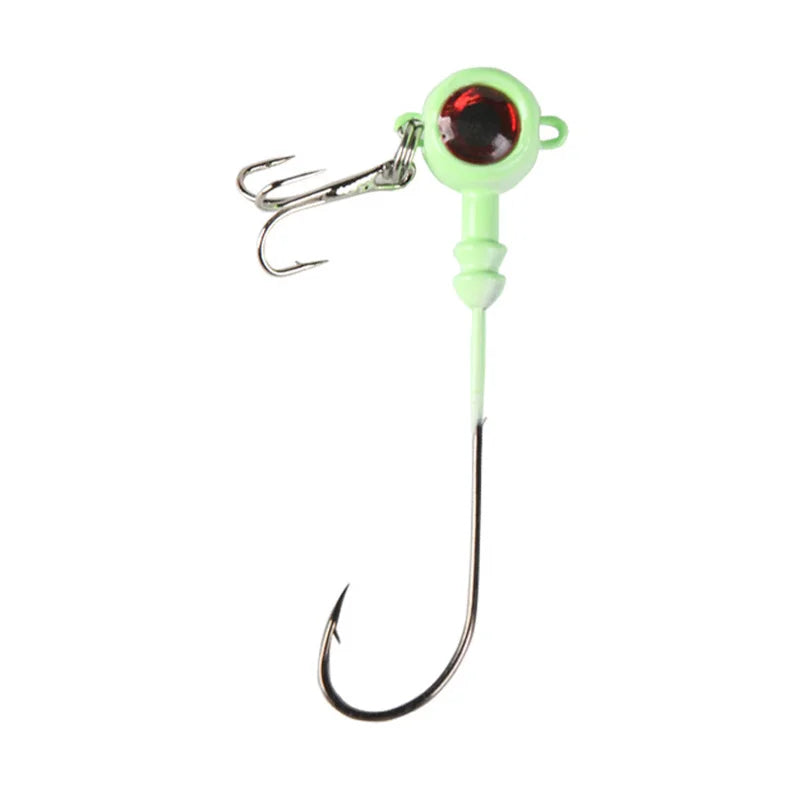 Fishing Barbed Hooks Artificial Hard Bait Luminous Head Jig Lure