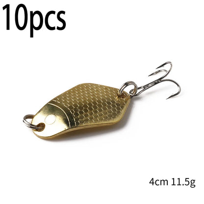 Hengjia 1pcs Metal Bait Spoon Lure with Treble Hook Gold /Silver River Fishing Lure for Bass Pike Perch