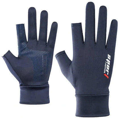Fishing Gloves Breathable Two Fingers Elastic Summer Ice Silk Sunscreen Anti-slip Apparel