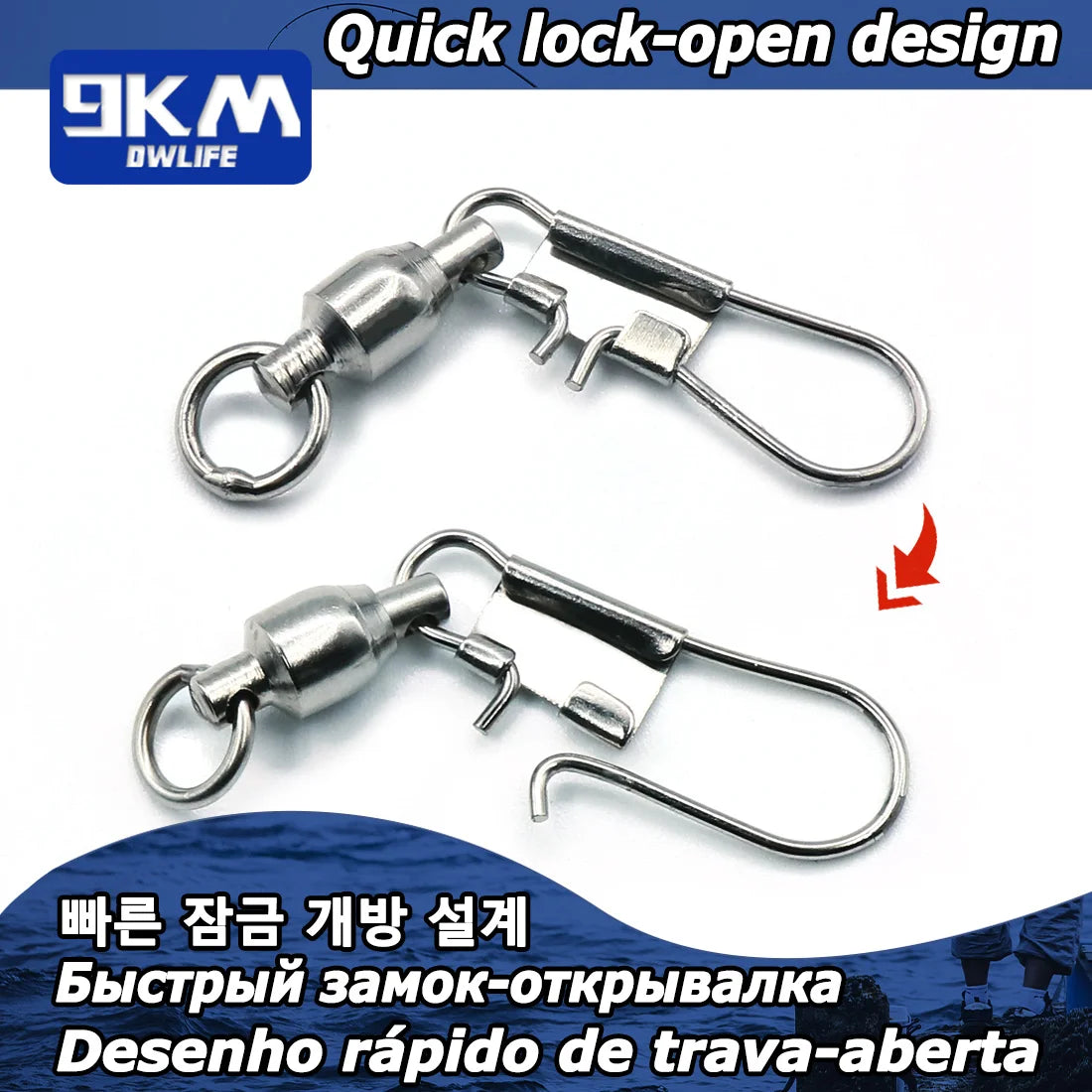 Snap Fishing Swivels Ball Bearing Interlock Snap Pin Stainless Steel Fishing Accessories Fishing Lures Pin Connector