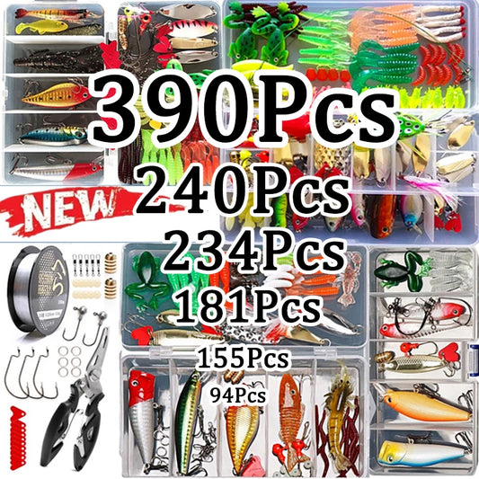 Fishing Lure Kit Soft and Hard Bait Set Gear Layer Minnow Metal Jig Spoon For Bass Pike Crank Tackle Accessories