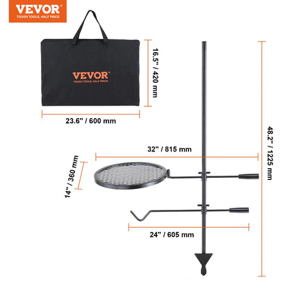 Premium Steel Campfire Grill Rack for Outdoor Cooking Camping Picnics Beach