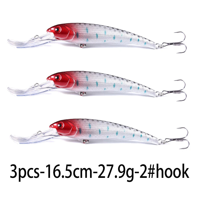 Hengjia 16.5cm 28g Big Minnow Lure Trolling Bait Artificial Wobblers  Deep Diving Sea Fishing Tackle Bass Pike Crankbaits