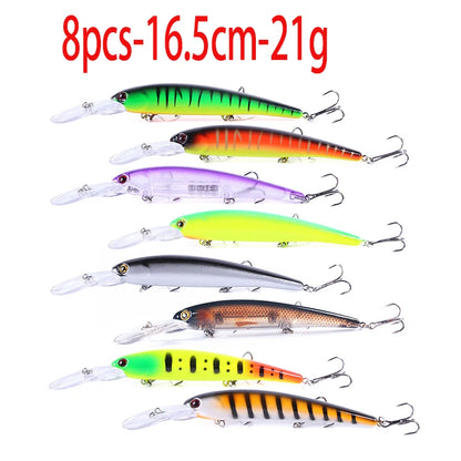 16.5cm 21g 6# Hook Deep Diving Large Minnow Wobbler Lure Artificial Hard Bait Crankbait Bass Pike Walleye Perch Fishing Gear