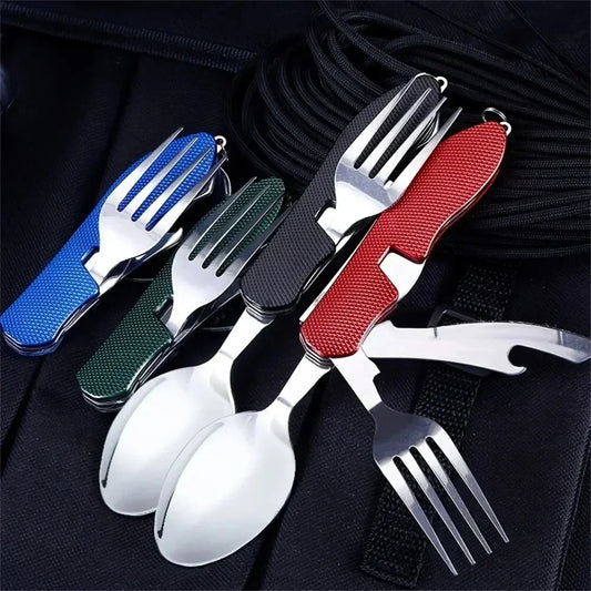 Foldable Camping Utensil Set Multi-Functional Knife Fork Spoon Combo f