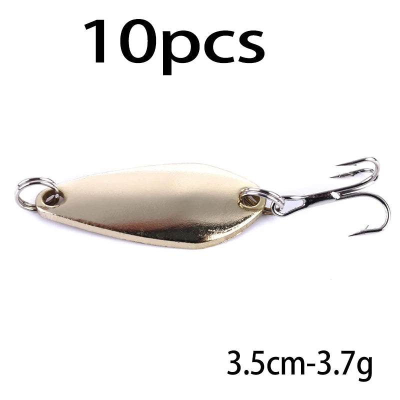 Hengjia 1pcs Metal Bait Spoon Lure with Treble Hook Gold /Silver River Fishing Lure for Bass Pike Perch