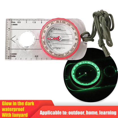 Luminous Compass Shockproof Waterproof Mountaineering Compass High Accuracy Outdoor with Magnifier for Climbing Biking Exploring