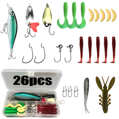Fishing Lures Set Soft Hard Baits Metal Jig Spoon Gear Layered For Bass Pike Crankbait Tackle Accessories