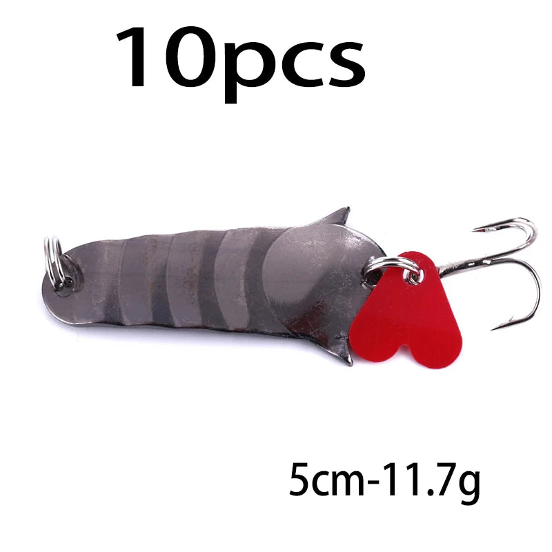 Hengjia 1pcs Metal Bait Spoon Lure with Treble Hook Gold /Silver River Fishing Lure for Bass Pike Perch