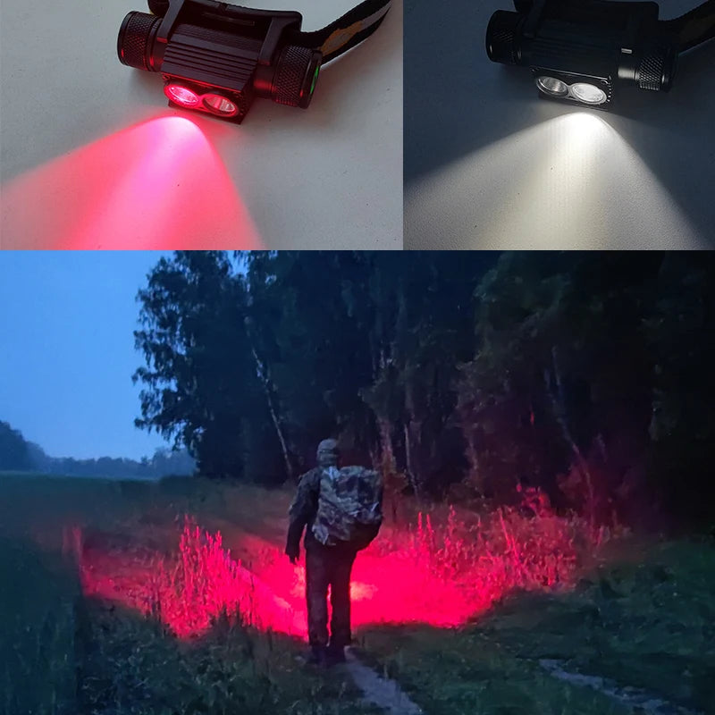 H25LR LED 90 High CRI Rechargeable Headlamp Powerful Lightweight Head Flashlight with Bright White Light  660nm Deep Red Torch