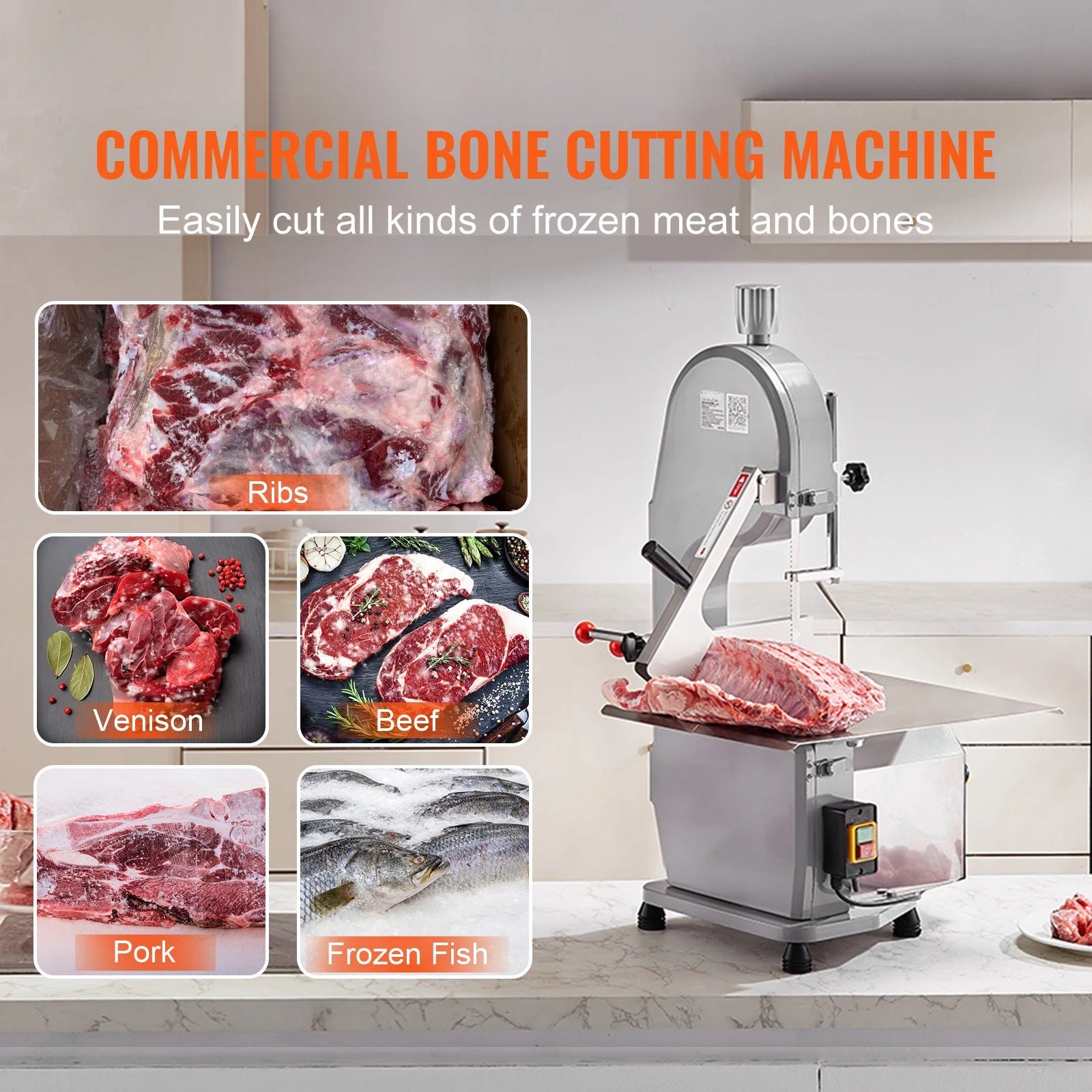 Commercial Electric Meat Bone Saw Machine 1500W Stainless Steel Blade Bone Bandsaw