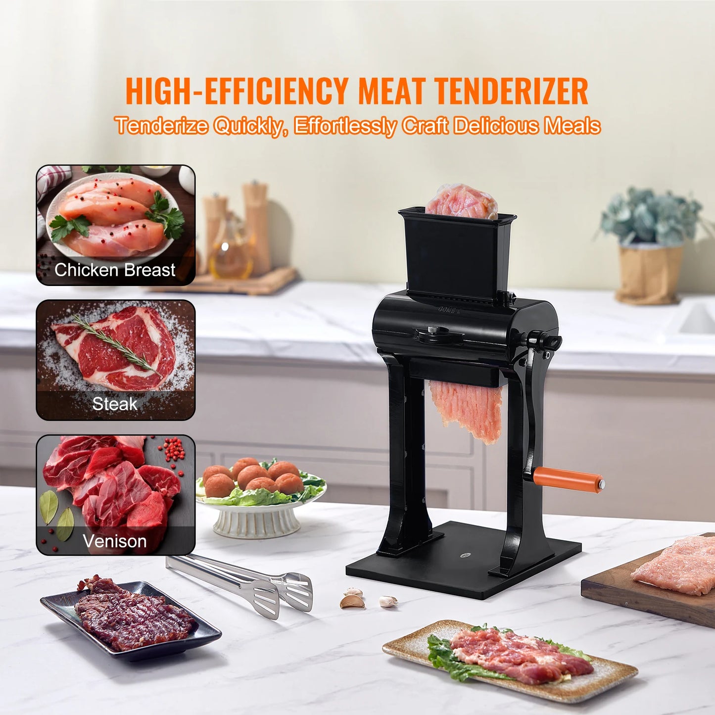 Meat Tenderizer Heavy Duty Stainless Steel Meat Tenderizer Machine Quick and Easy Manual Operation Kitchen
