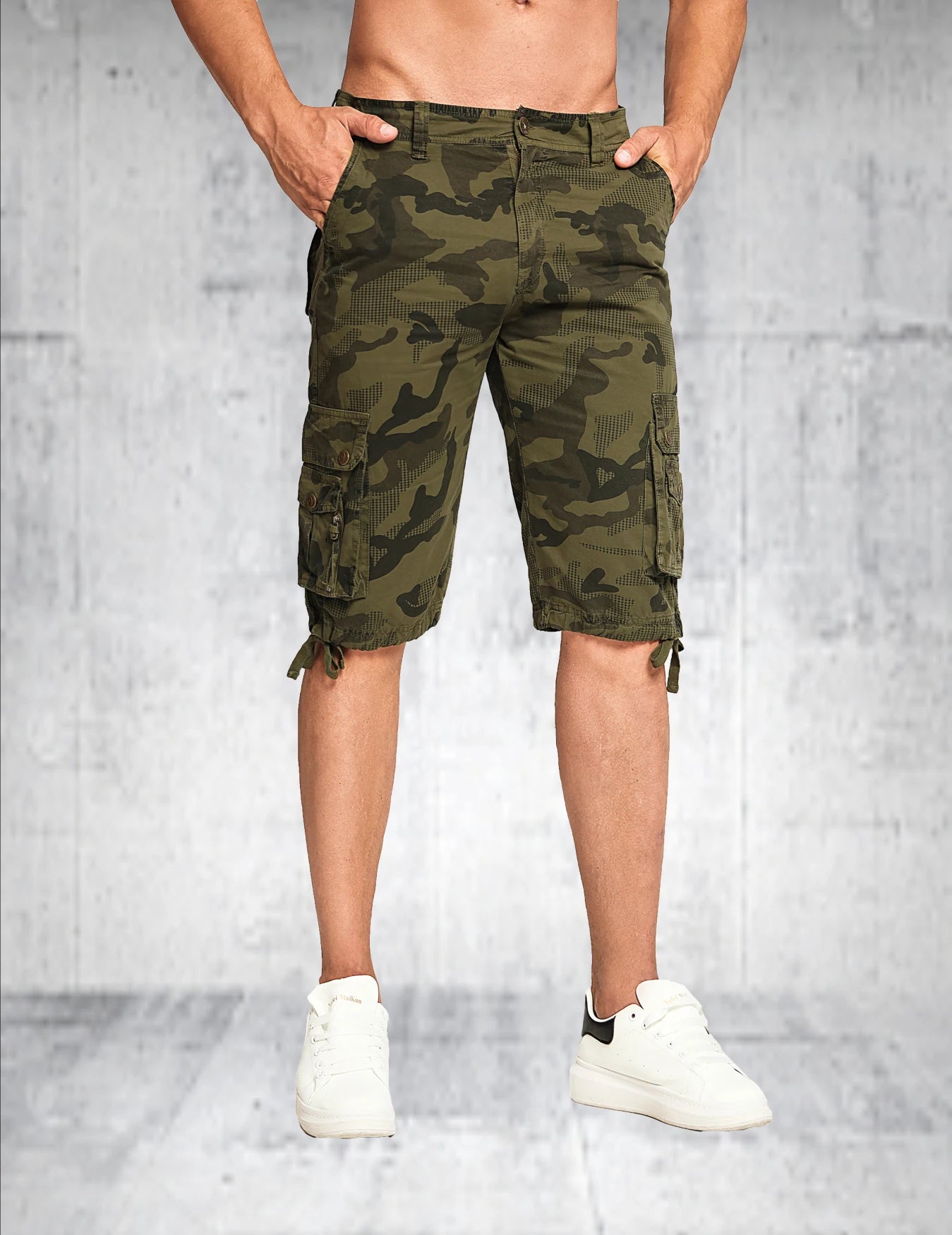 Men's summer new fashionable workwear shorts loose straight cut version trendy and versatile five quarter pants