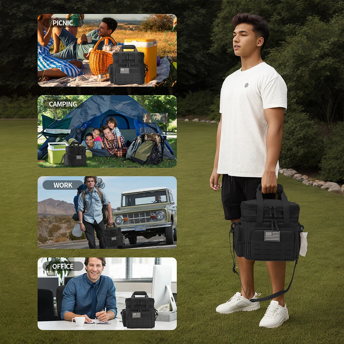 Men's Tactical Lunch Box Expandable 18L Tactical Insulated Cooler Bag, Leak Proof Insulated