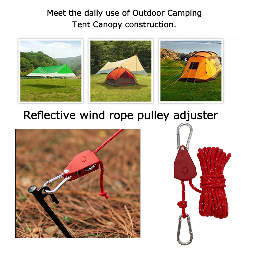 Tent Rope Multifunction Parachute Cord Adjust Buckle  Outdoor Camping Hiking Durable Tent Accessories