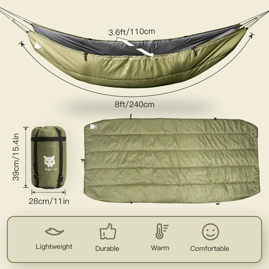 Hammock Under quilts Sleeping Bag Single Insulated Under Blanket 4 Seasons Lightweight Soft Warm 5-20℃ 8x3.6ft