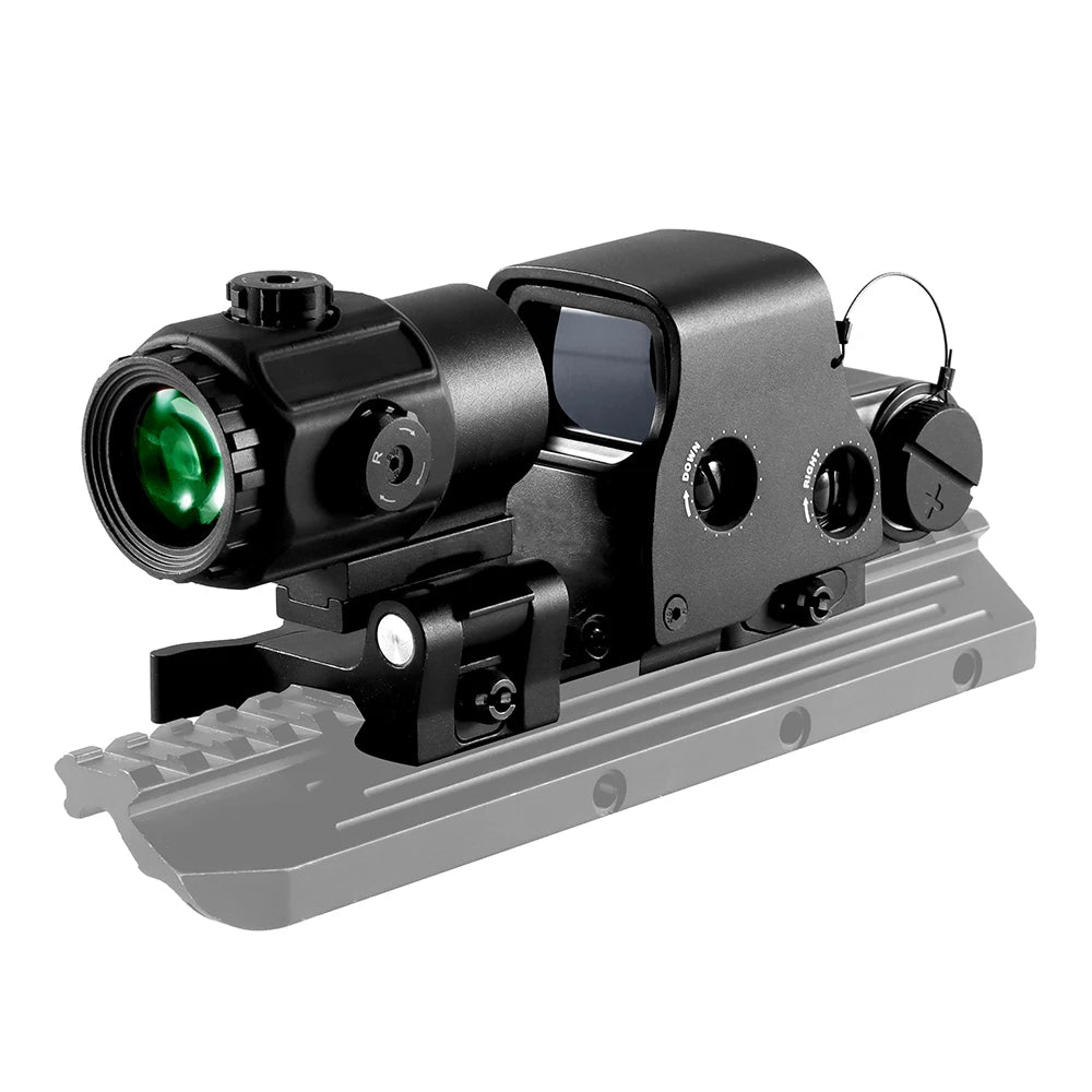 Magnifier  Red Dot Combo Scope Optics QD Mount Fit 20MM Rail Mount With Full Marking