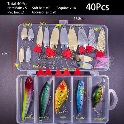 Fishing Lure Kit Soft and Hard Bait Set Gear Layer Minnow Metal Jig Spoon For Bass Pike Crank Tackle Accessories