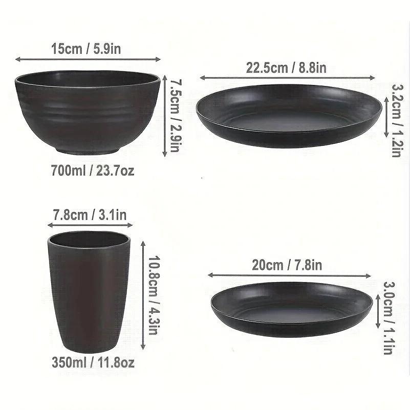 16/32pcs Tableware Set, Include Plates, Bowls Cups For Home Family Day Camping