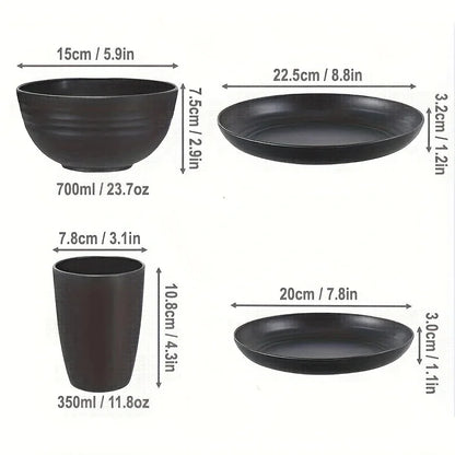 16/32pcs Tableware Set, Include Plates, Bowls Cups For Home Family Day Camping