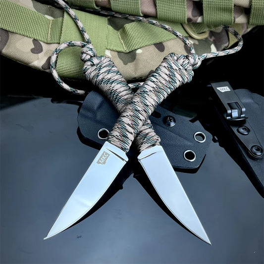 Straight Knife   Blade Nylon Rope Handle C