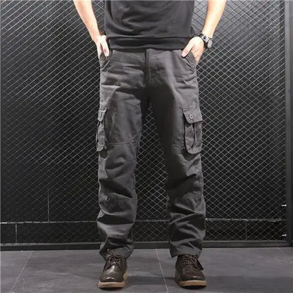 Cargo Pants Men's Pure Cotton Loose Casual Trousers Camo Overalls Multi-pocket Wear Resistant Straight Pants Outdoor Sport Pants