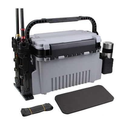 Saltwater Tackle Box Large 11L Tackle Boxes Large Fishing Box Fishing Bucket Organizer with 2pcs Rod Holder & 2pcs Cup Holder