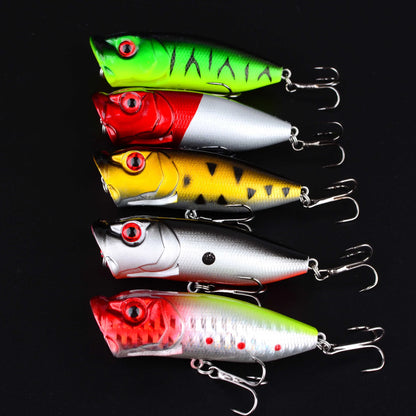 5PCS Fishing Lure Popper Floating Hard Bait Artificial Chatterbait Fishing Lure Perch Pesca Fishing Hook