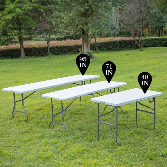 JHK-Outdoor Portable Folding Table, Heavy Duty Foldable Table with Carrying Handle, Safety Lock for Camping, Picnic, Dining