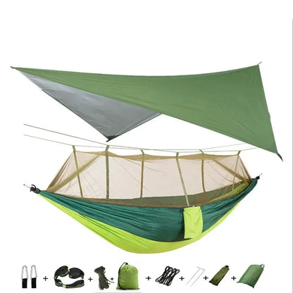 Camping Hammock with Mosquito Net&Rainfly Tent Tarp & Tree Straps