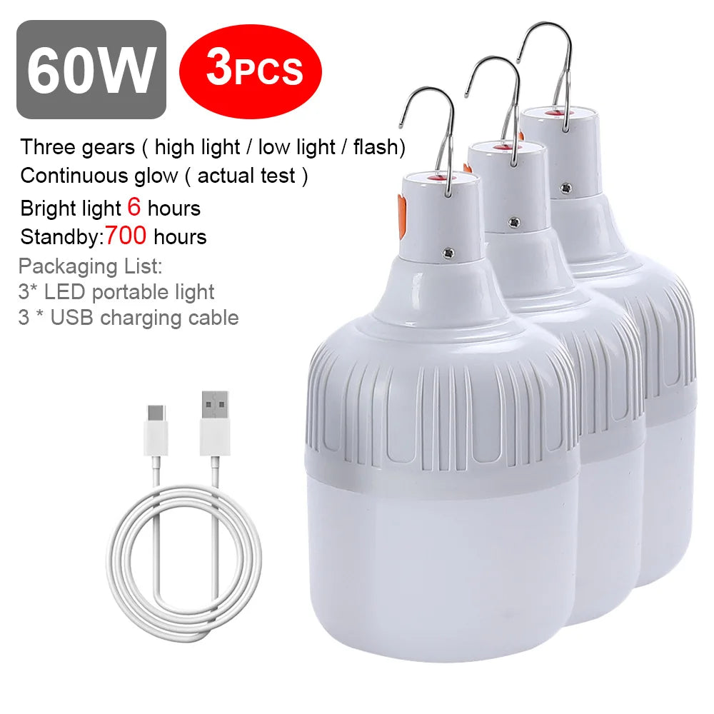 USB Rechargeable LED Emergency Lights 80W Outdoor Camping Portable Lantern
