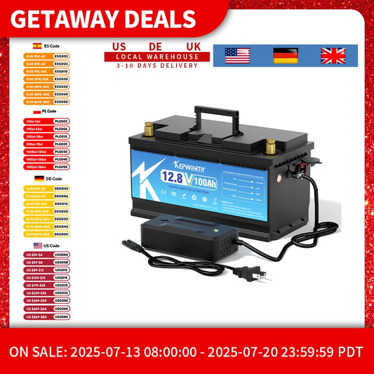 KEPWORTH 12V 100Ah LiFePO4 Battery Packs Grade A Cells Rechargeable For Outdoor / Home Storage Lithium Iron Phosphate Batteries