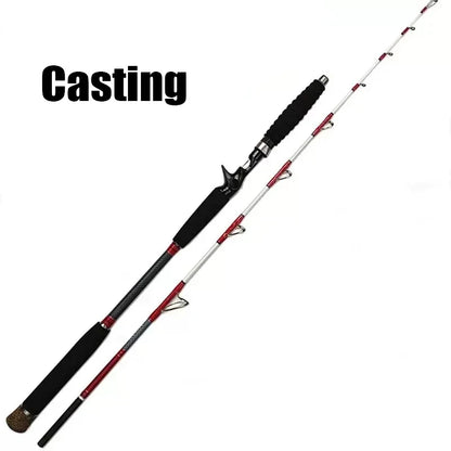 -Pieces Saltwater Offshore Casting/Spinning Carbon Fiber Boat Fishing Rod Portable Travel Fishing Rod