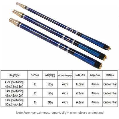 Carbon Fiber 4 Positioning Carp Fishing Rods   Telescopic Stream Feeder Pole Ultralight Hard Accessory Hand Fishing Rods