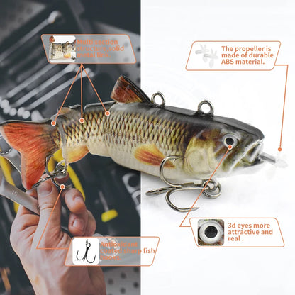 NEW 3.5in Automatic Swimbait Robotic Electric Fishing Lure Auto Multi Jointed Bait USB Rechargeable